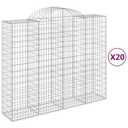 vidaXL Paniers à gabions arqués 20 pcs 200x50x160/180 cm Fer galvanisé