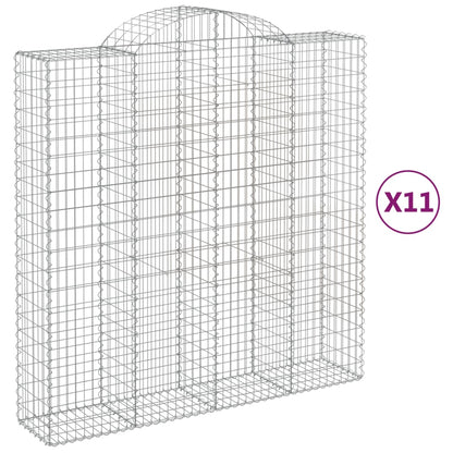 vidaXL Paniers à gabions arqués 11 pcs 200x50x200/220 cm Fer galvanisé