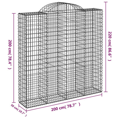 vidaXL Paniers à gabions arqués 11 pcs 200x50x200/220 cm Fer galvanisé