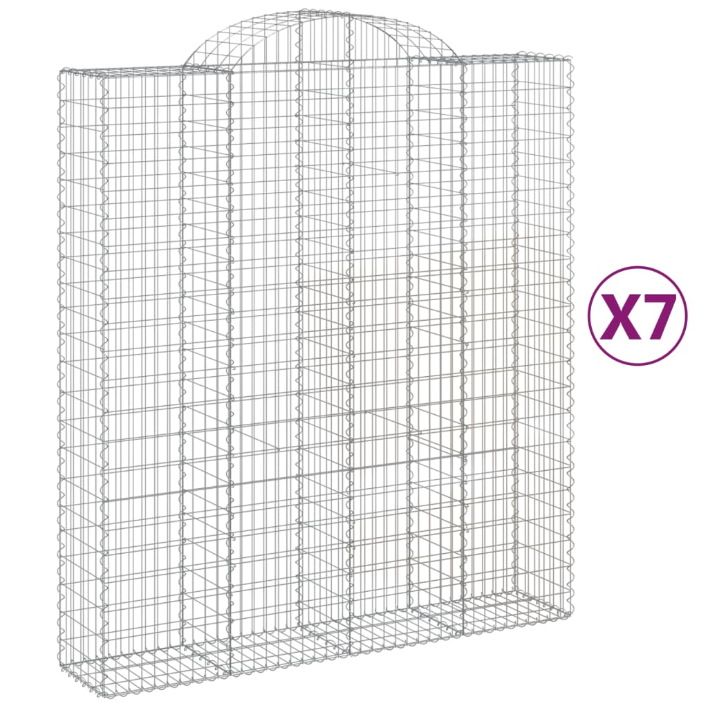 vidaXL Paniers à gabions arqués 7 pcs 200x50x220/240 cm Fer galvanisé