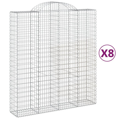 vidaXL Paniers à gabions arqués 8 pcs 200x50x220/240 cm Fer galvanisé