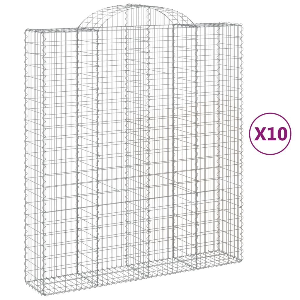 vidaXL Paniers à gabions arqués 10 pcs 200x50x220/240 cm Fer galvanisé