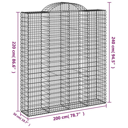 vidaXL Paniers à gabions arqués 13 pcs 200x50x220/240 cm Fer galvanisé