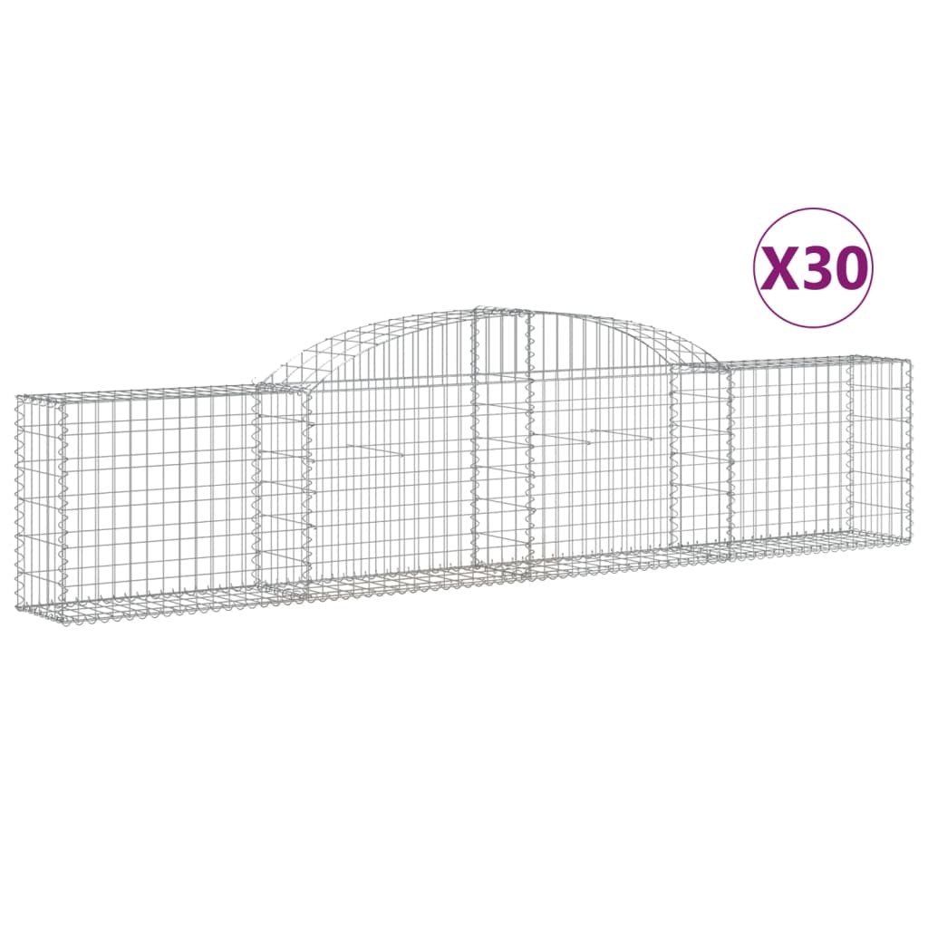 vidaXL Paniers à gabions arqués 30 pcs 300x30x60/80 cm fer galvanisé