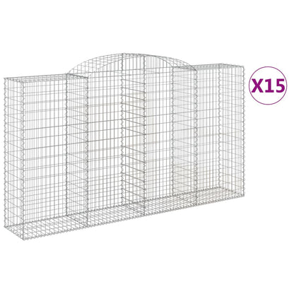 vidaXL Paniers à gabions arqués 15 pcs 300x50x160/180 cm fer galvanisé