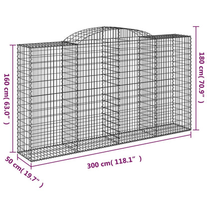 vidaXL Paniers à gabions arqués 17 pcs 300x50x160/180 cm fer galvanisé