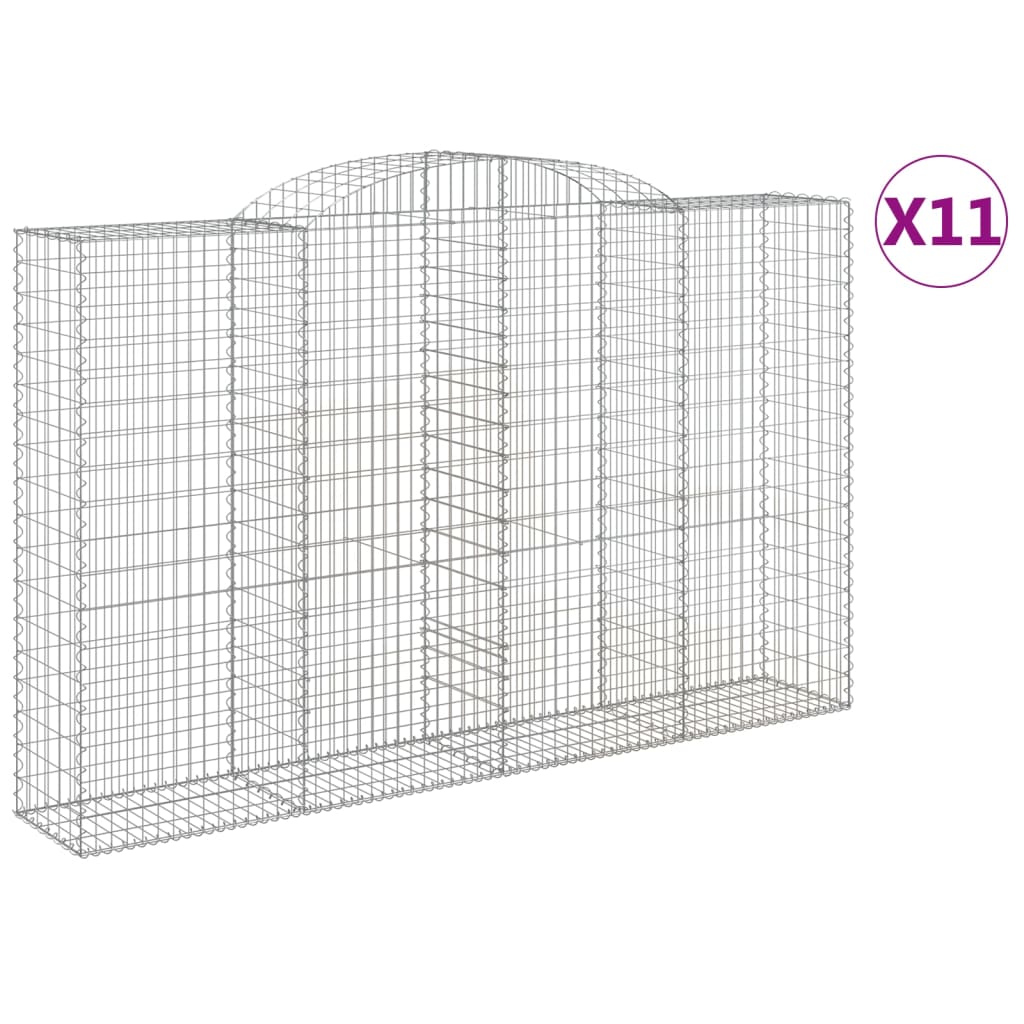 vidaXL Paniers à gabions arqués 11 pcs 300x50x180/200 cm fer galvanisé
