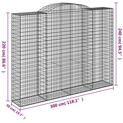 vidaXL Paniers à gabions arqués 8 pcs 300x50x220/240 cm fer galvanisé