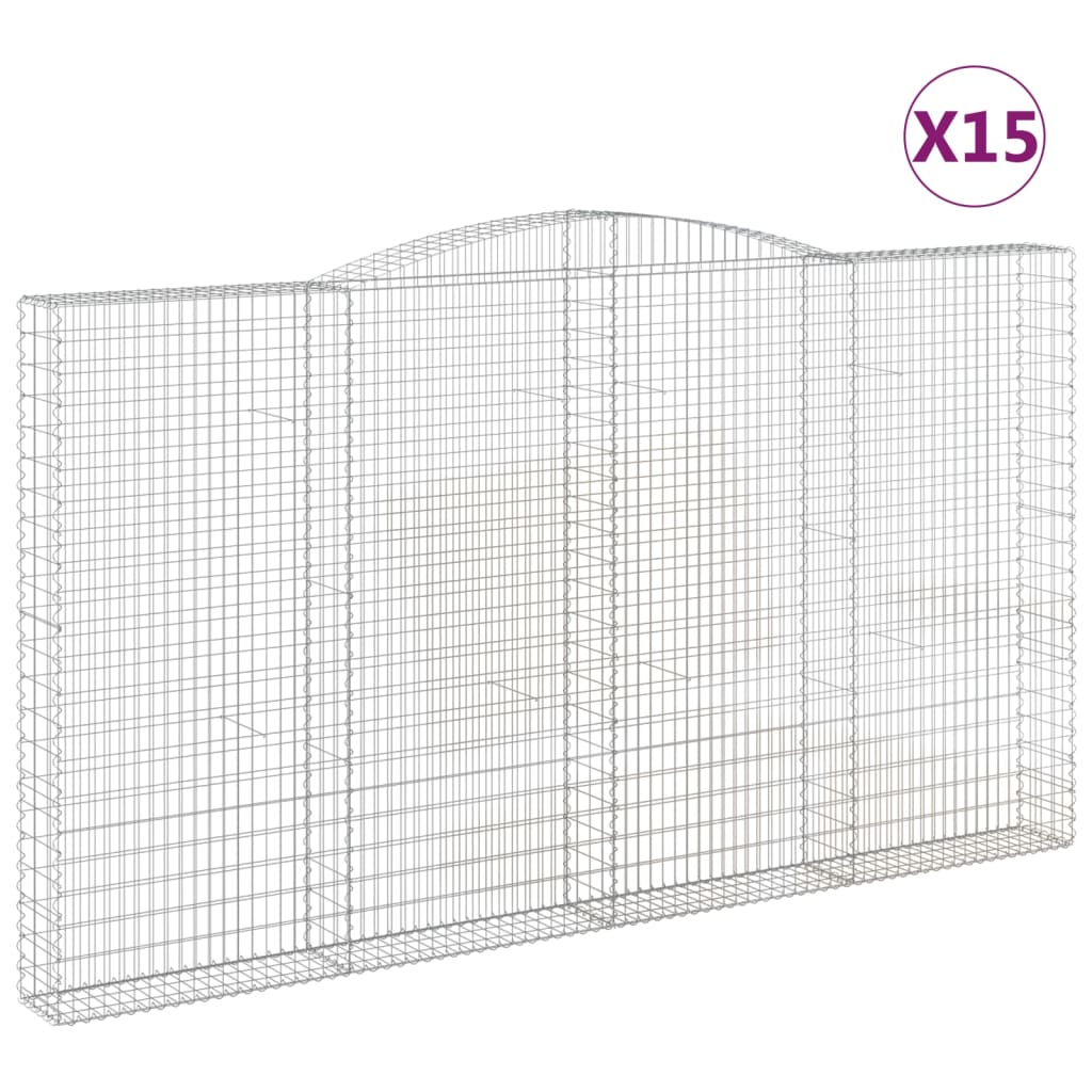 vidaXL Paniers à gabions arqués 15 pcs 400x30x220/240 cm Fer galvanisé