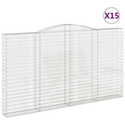 vidaXL Paniers à gabions arqués 15 pcs 400x30x220/240 cm Fer galvanisé
