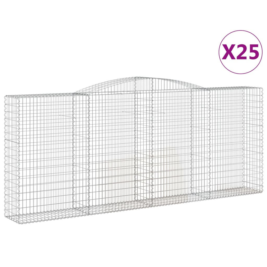 vidaXL Paniers à gabions arqués 25 pcs 400x50x160/180 cm fer galvanisé