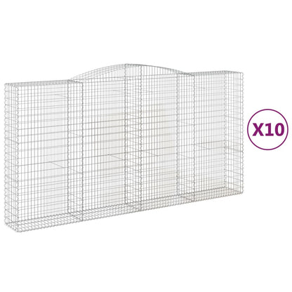 vidaXL Paniers à gabions arqués 10 pcs 400x50x200/220 cm Fer galvanisé