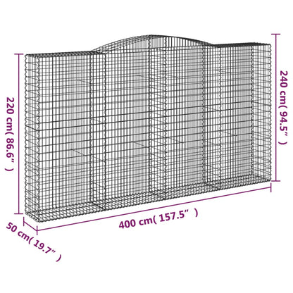 vidaXL Paniers à gabions arqués 15 pcs 400x50x220/240 cm Fer galvanisé