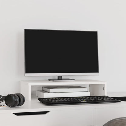 vidaXL Support de moniteur Blanc 50x27x10 cm Bois de pin solide