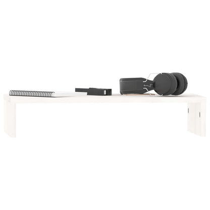 vidaXL Support de moniteur Blanc 50x27x10 cm Bois de pin solide