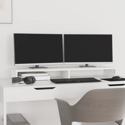 vidaXL Support de moniteur Blanc 100x27x10 cm Bois de pin solide