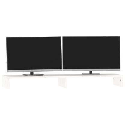 vidaXL Support de moniteur Blanc 100x27x10 cm Bois de pin solide