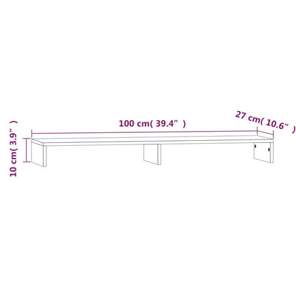 vidaXL Support de moniteur Blanc 100x27x10 cm Bois de pin solide