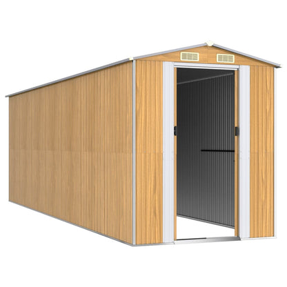 vidaXL Abri de jardin Marron clair 192x606x223 cm Acier galvanisé