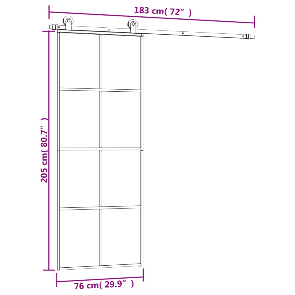vidaXL Porte coulissante avec kit de quincaillerie 76x205 cm Verre ESG