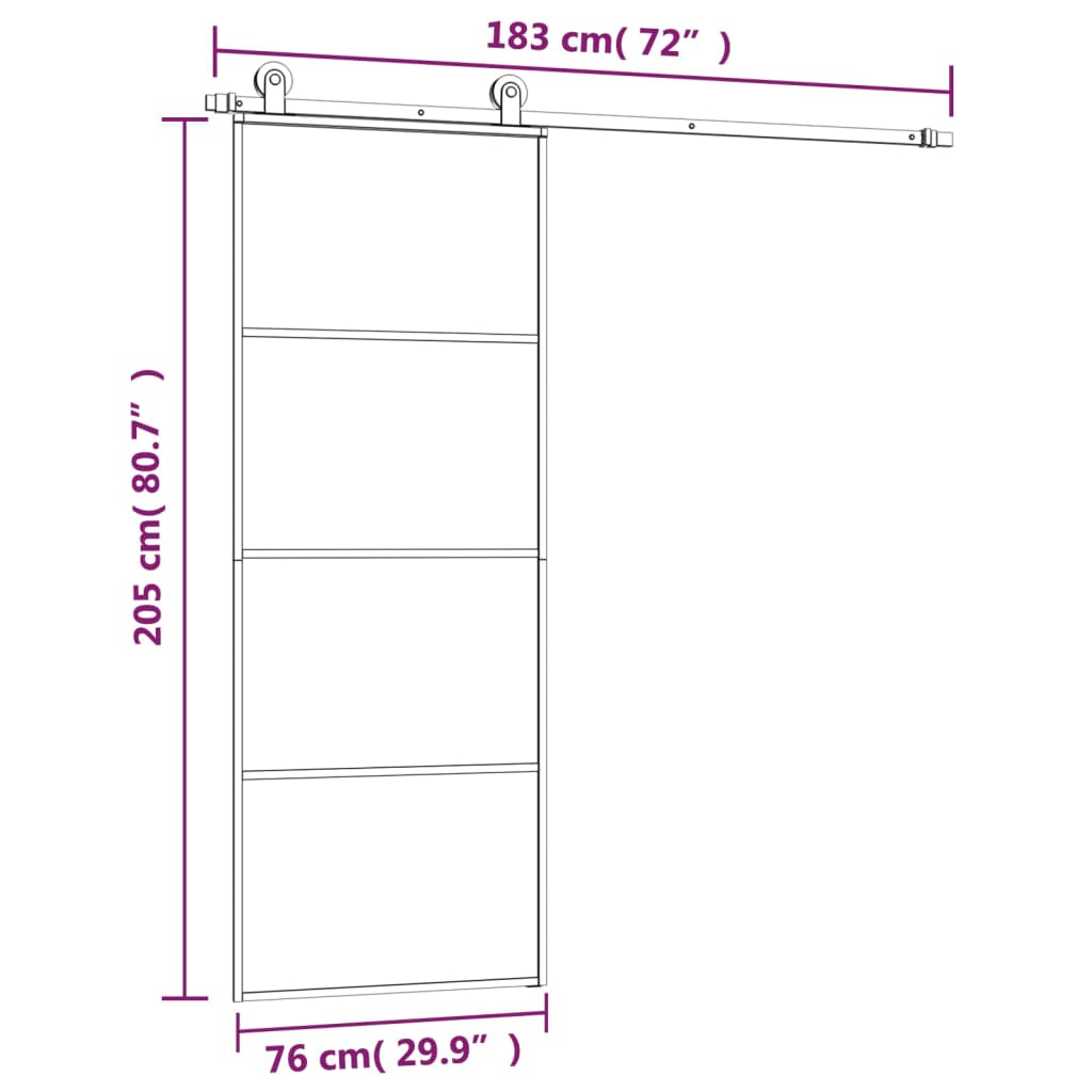 vidaXL Porte coulissante avec kit de quincaillerie 76x205 cm Verre ESG