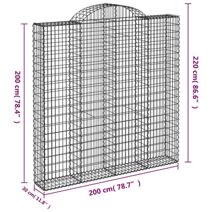 vidaXL Panier de gabions arqué 200x30x200/220 cm Fer galvanisé