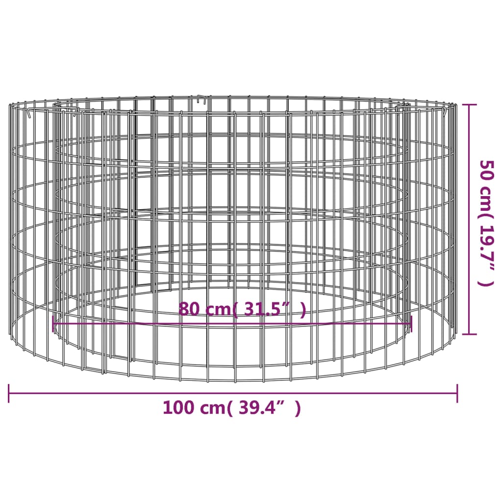vidaXL Foyer en gabion Ø 100 cm fer galvanisé