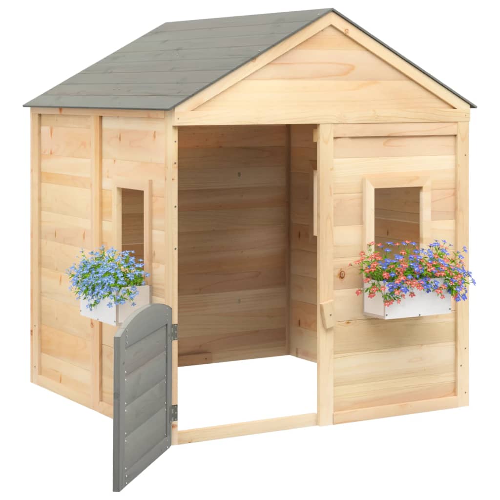 vidaXL Maison de jeux et porte verrouillable/fleurs bois massif sapin