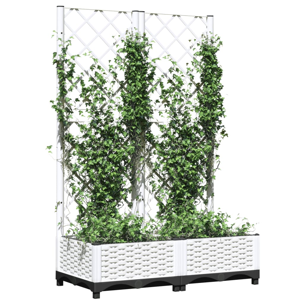 vidaXL Jardinière avec treillis Blanc 80x40x121,5 cm PP