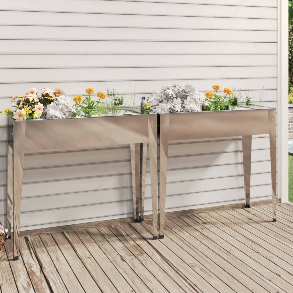 vidaXL Jardinières 2 pcs Acier galvanisé