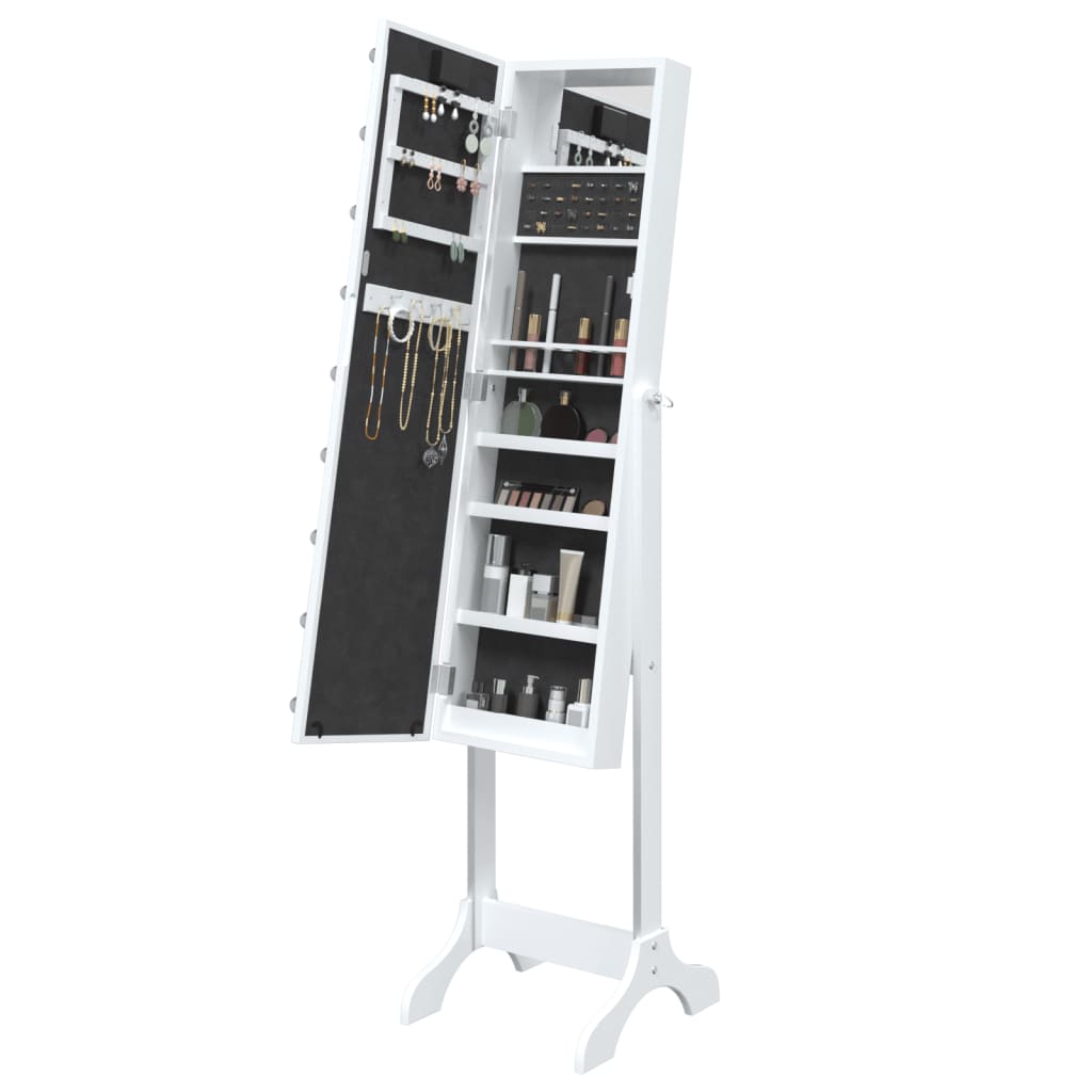 vidaXL Miroir sur pied blanc avec LED blanc 34x37x146 cm