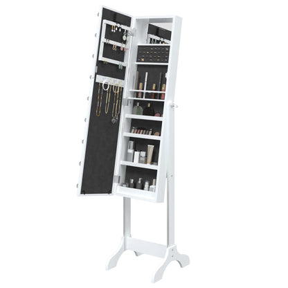 vidaXL Miroir sur pied blanc avec LED blanc 34x37x146 cm