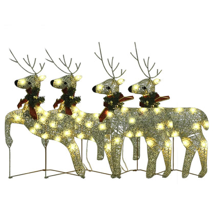 vidaXL Rennes de Noël 4 pcs Doré 80 LED