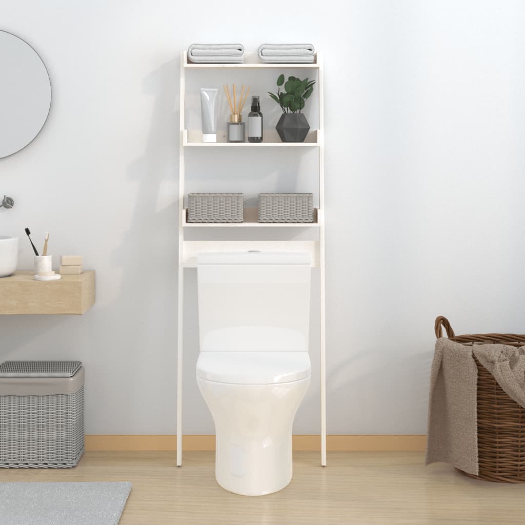 vidaXL Étagère de toilette Blanc 63,5x32x179 cm Bois de pin massif