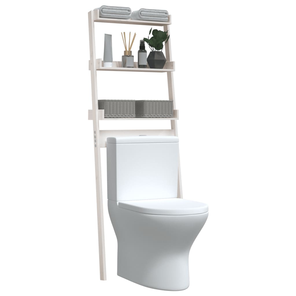 vidaXL Étagère de toilette Blanc 63,5x32x179 cm Bois de pin massif