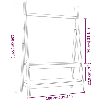 vidaXL Porte-vêtements Blanc 100x45,5x150 cm Bois de pin massif