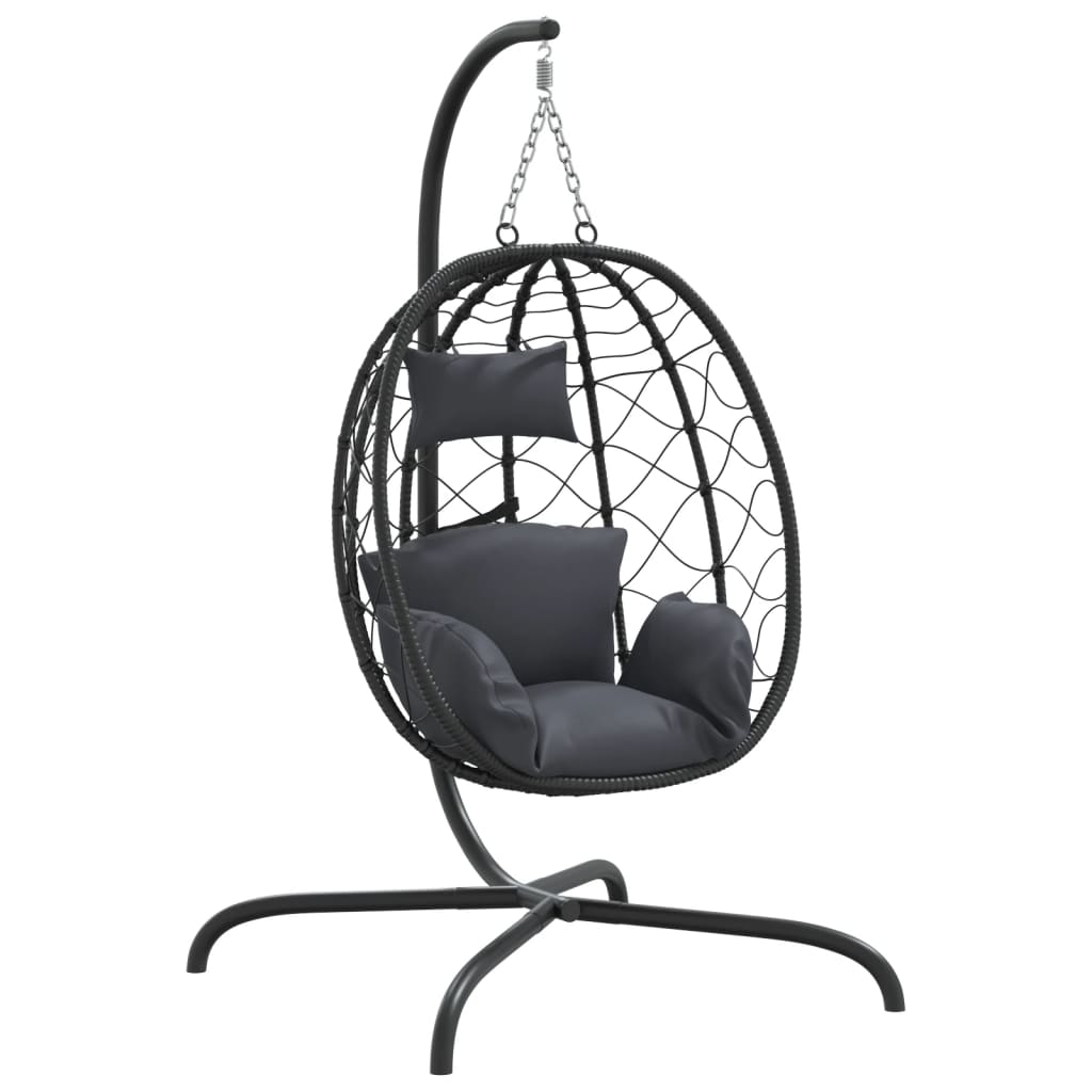 vidaXL Chaise suspendue en forme d'œuf avec coussin Anthracite