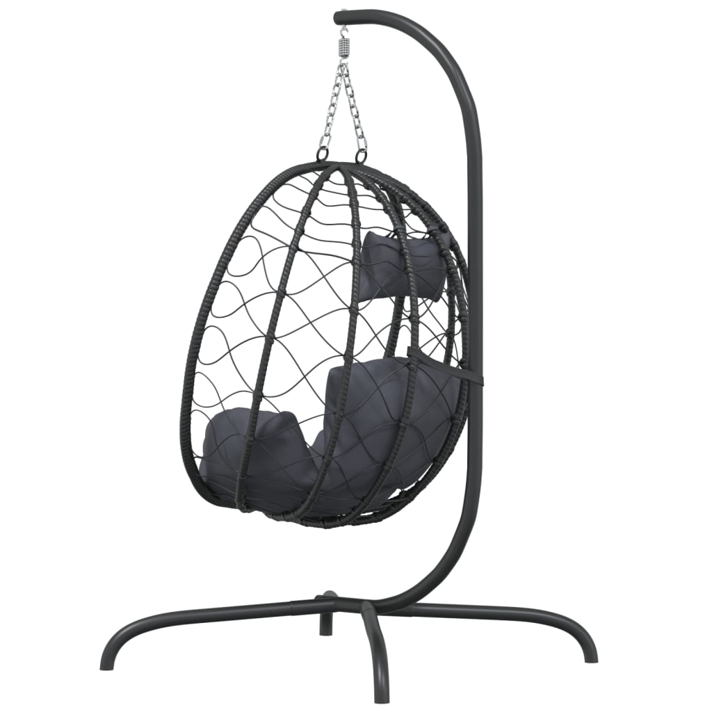 vidaXL Chaise suspendue en forme d'œuf avec coussin Anthracite