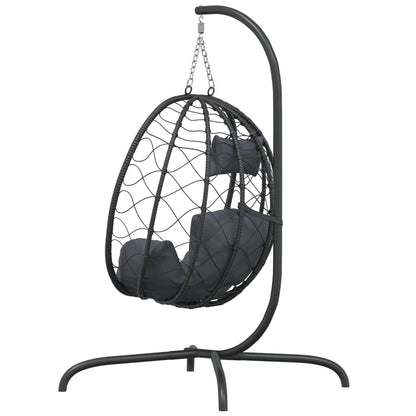 vidaXL Chaise suspendue en forme d'œuf avec coussin Anthracite