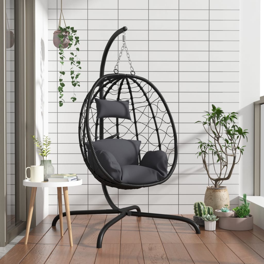 vidaXL Chaise suspendue en forme d'œuf avec coussin Anthracite