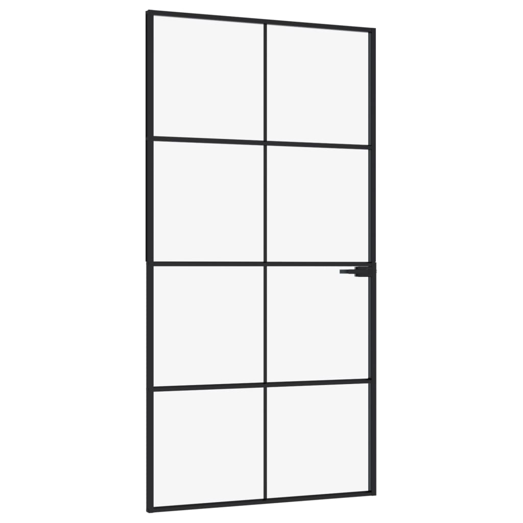 vidaXL Porte d'intérieur Noir 102x201,5 cm Trempé verre aluminium fin