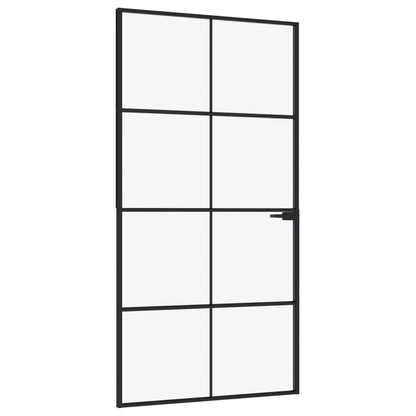 vidaXL Porte d'intérieur Noir 102x201,5 cm Trempé verre aluminium fin