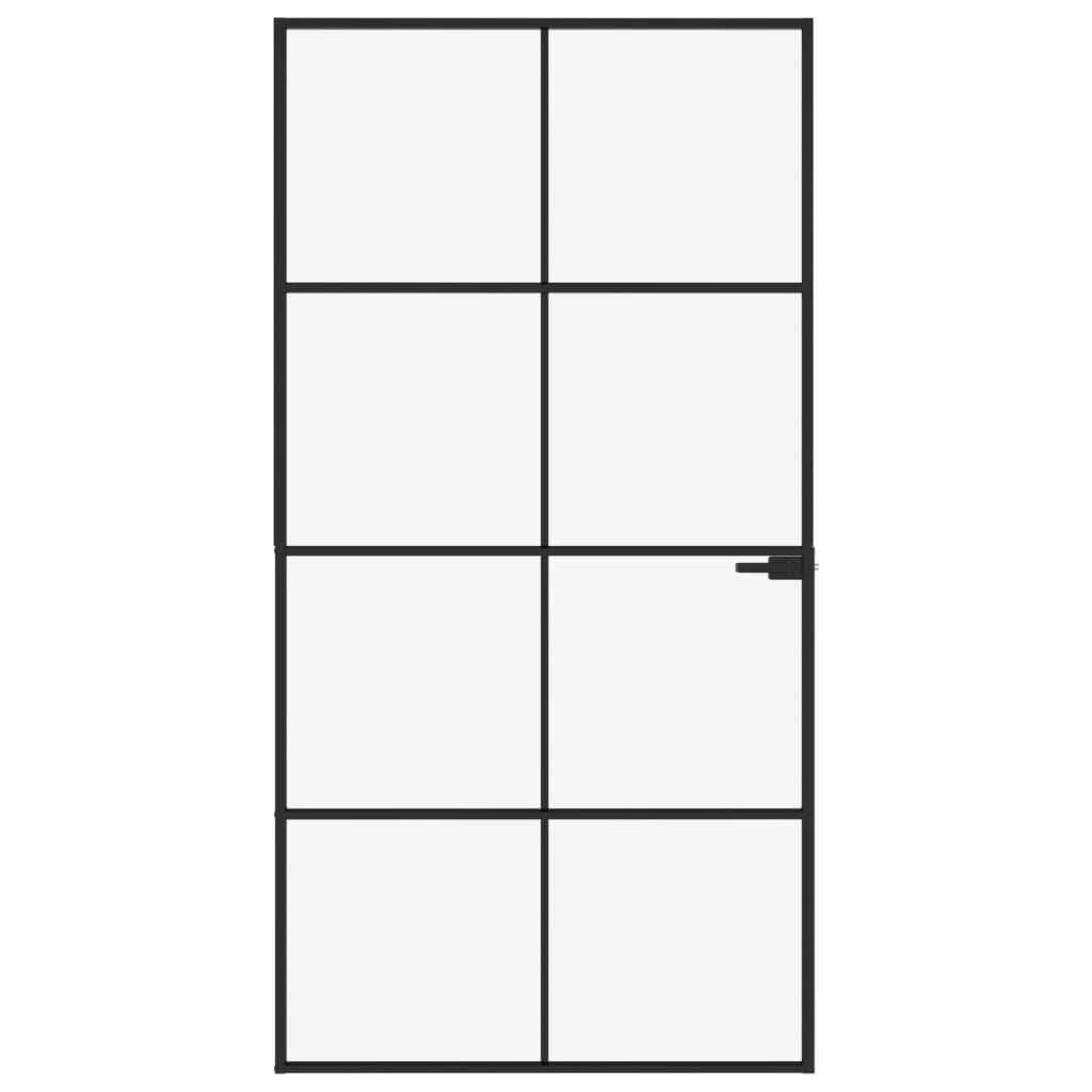 vidaXL Porte d'intérieur Noir 102x201,5 cm Trempé verre aluminium fin
