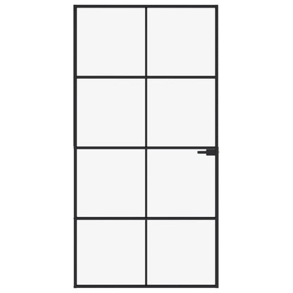 vidaXL Porte d'intérieur Noir 102x201,5 cm Trempé verre aluminium fin