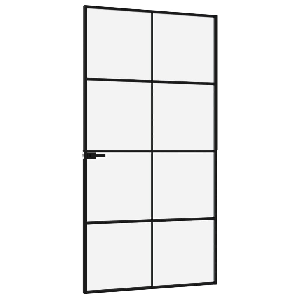 vidaXL Porte d'intérieur Noir 102x201,5 cm Trempé verre aluminium fin