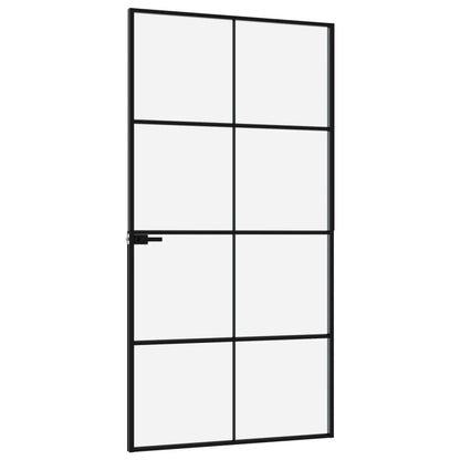 vidaXL Porte d'intérieur Noir 102x201,5 cm Trempé verre aluminium fin