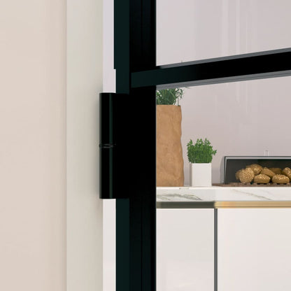 vidaXL Porte d'intérieur Noir 102x201,5 cm Trempé verre aluminium fin