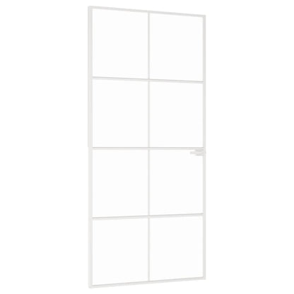 vidaXL Porte d'intérieur Blanc 93x201,5 cm Trempé verre aluminium fin