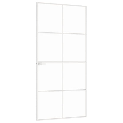 vidaXL Porte d'intérieur Blanc 93x201,5 cm Trempé verre aluminium fin