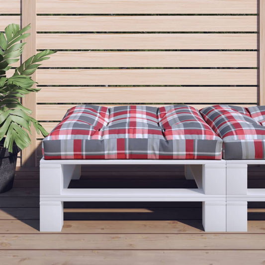 vidaXL Coussin de palette motif à carreaux rouge 70x70x12 cm tissu